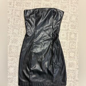 Faux Leather Strapless Dress
